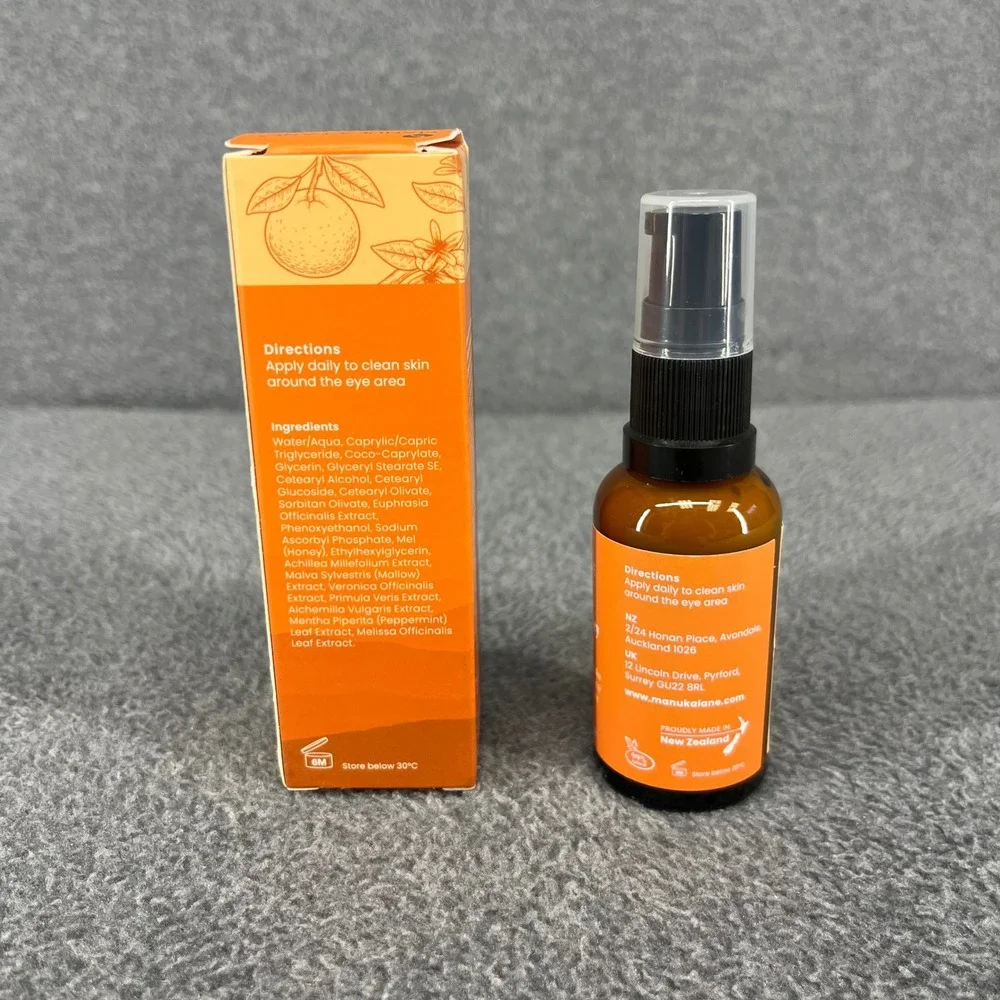 Manuka Lane Eye Cream Orange Vitamin‎ C Manuka Honey Brightening 1 oz